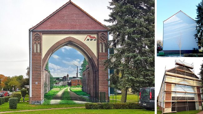 Giebelmalerei – Historisch inspiriertes Giebelwandbild in Nauen – ein echter Glanzpunkt Giebelmalerei in Nauen