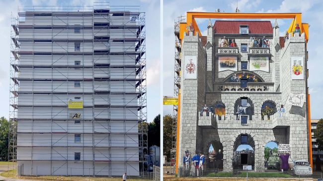 Graffitikunst in 3D auf über 500 m² – 21 Episoden aus der Stadtgeschichte Mühlhausens Graffitikunst